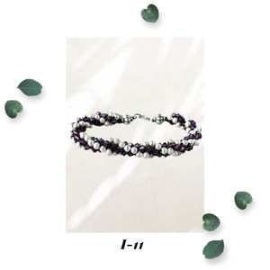 Amethyst Crystal and Silver Stardust Woven Rope Bracelet - Kumihimo Woven